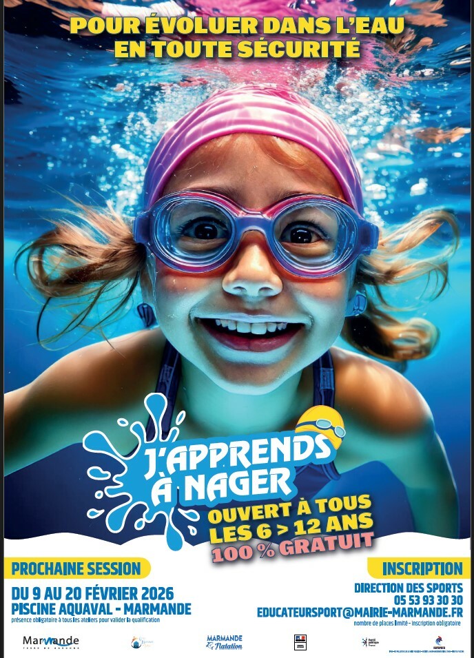 Stage j'apprends à nager pendant les vacances scolaires